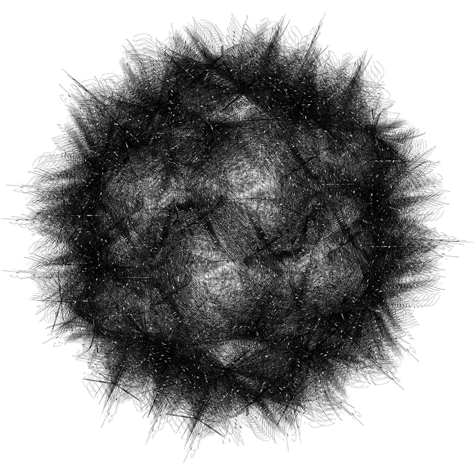 vector drawing of an exposion-like black snowflake