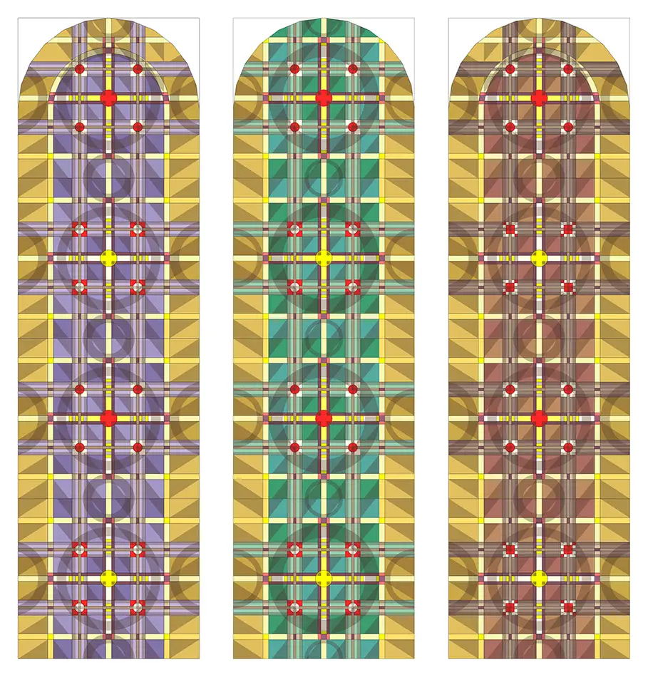 Neuanfertigung von Bleiverglasungen für die Dominikanerkirche Eppan - Digitailer Farb-Entwurf