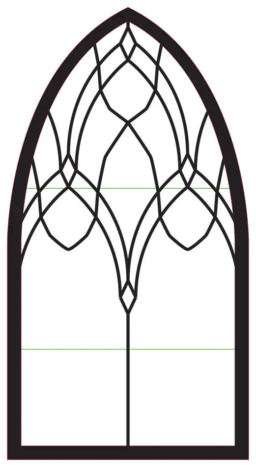 draft of lead-light window in the gothic crypt of Liebfrauenkirche in Kitzbühel