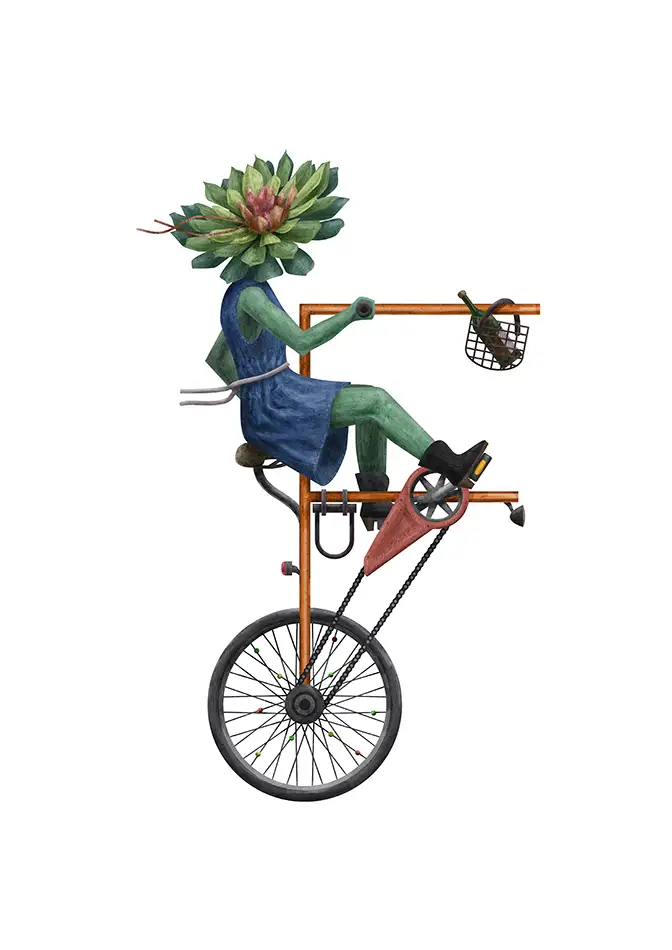 Biodivercycle - Alphabeth aus Fahrrädern Pflanzen und Tieren - Buchstabe F