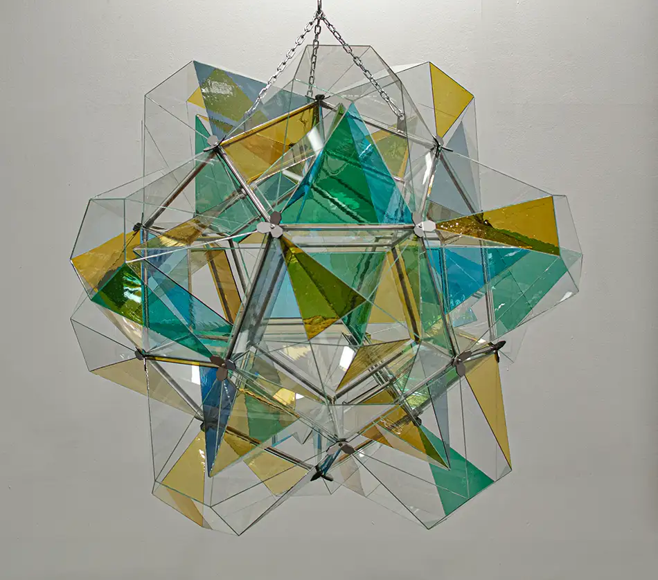polyhedra - dodecahedron glass art object - full view