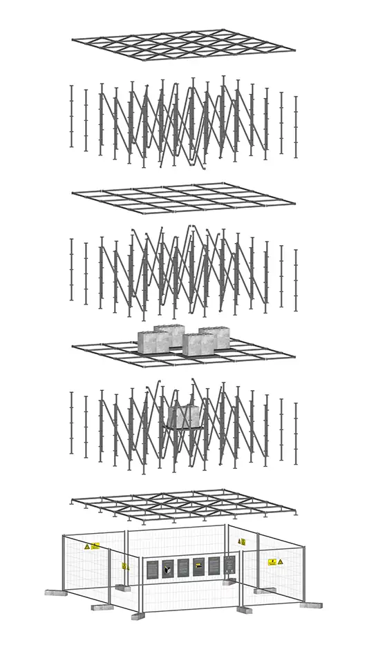 We Are the Asteroid - Art in public space - An asteroid in a scaffolding structure - Technical layout plan